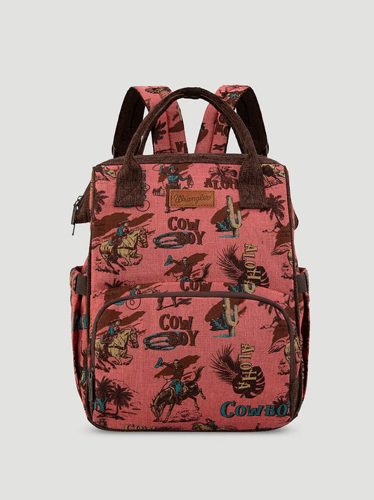 Aloha Cowboy Print Backpack:Hot Pink:One Size