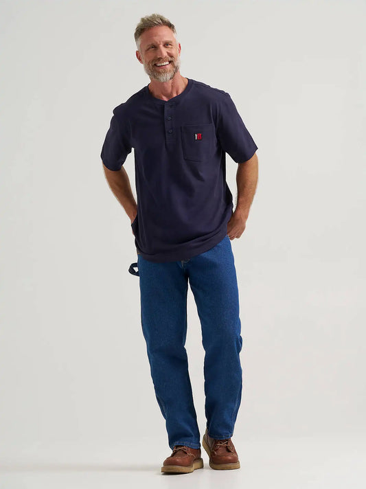 Wrangler RIGGS Workwear® Short Sleeve Relaxed Henley in Navy