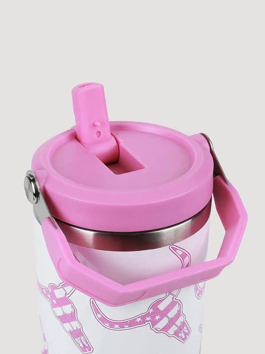 40 oz Tumbler With Grip Handle:Pink/White:One Size