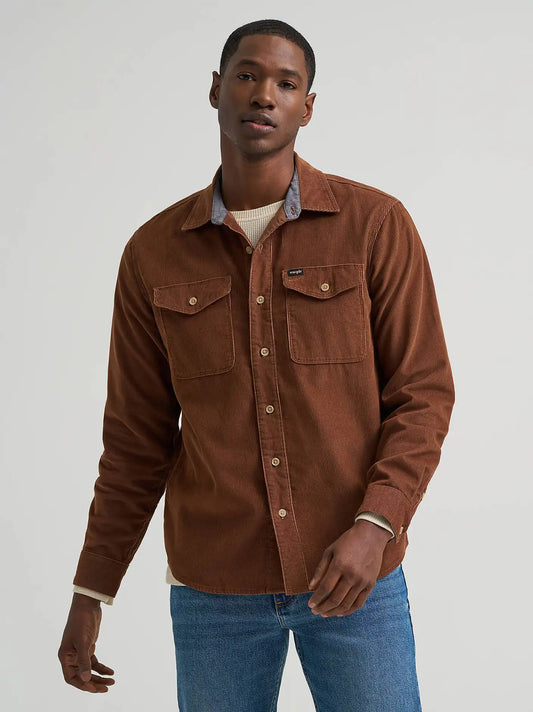 Men's Corduroy Solid Shirt in Soft Silt
