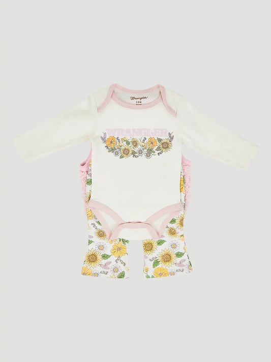 Wrangler Baby Girl Sherpa Vest Set in Sunflower Yellow