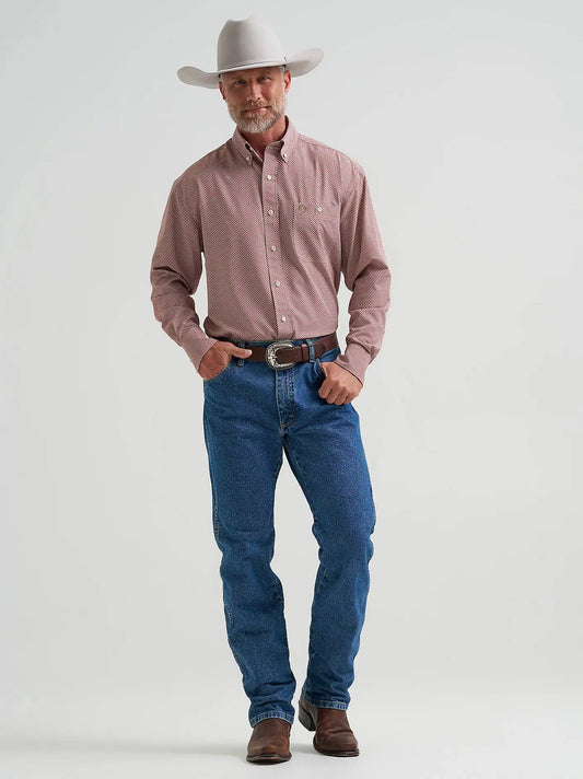 Wrangler® George Strait™ Performance Button Down Shirt in Rust Bands