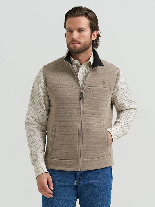 Men's George Strait Zip Front Solid Knit Vest in Toast