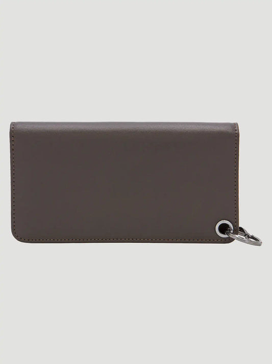 Mens Embossed Steer Head Chain Wallet:Chocolate:One Size