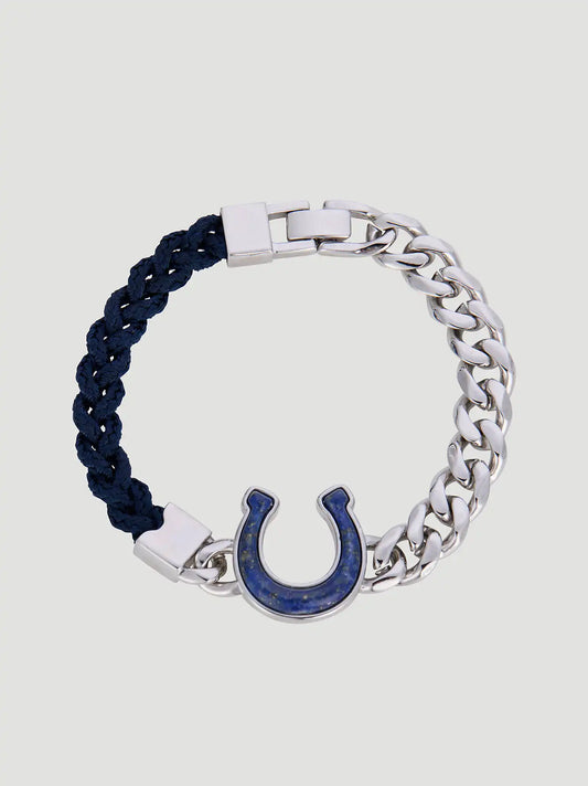 Lucky Horseshoe Braided Chain Bracelet:Silver:One Size: