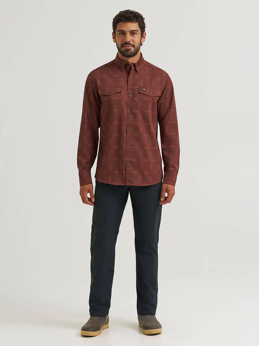 Wrangler All Terrain Gear Men's Live-In Print Shirt in Sepia