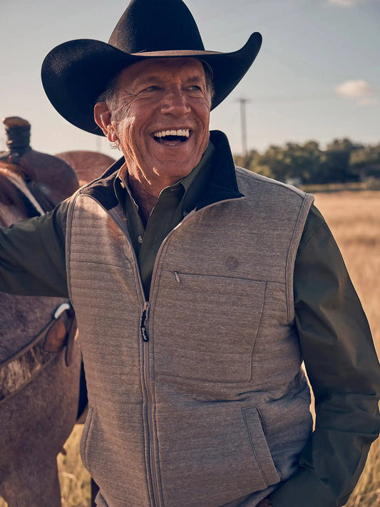 Men's George Strait Zip Front Solid Knit Vest in Toast