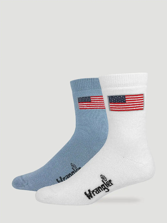 Mens Flag Micro Crew Socks 2 Pack:White/Blue:L
