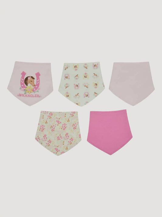 Wrangler Baby Girls Bandana Bib 5-Pack:Pink:One Size