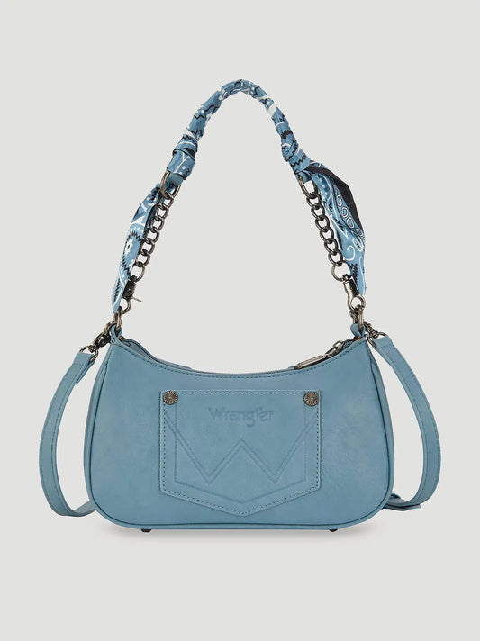 Bandana Print Shoulder Bag:Blue:One Size: