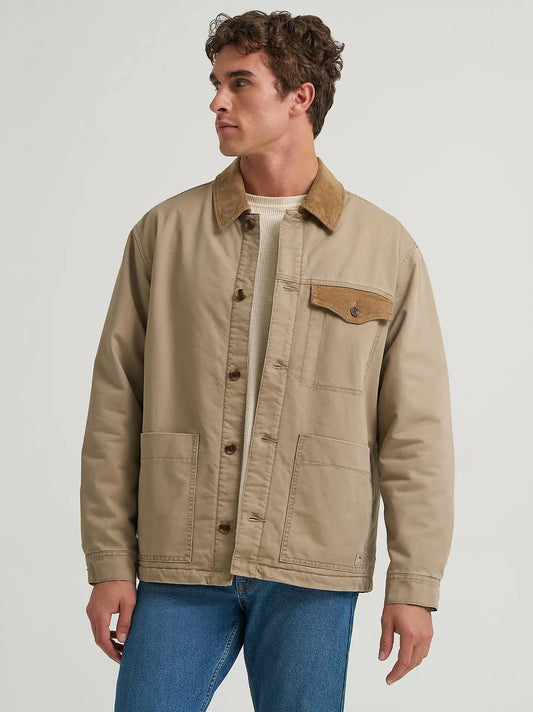 Men's Sherpa Lined Barn Jacket in Tan