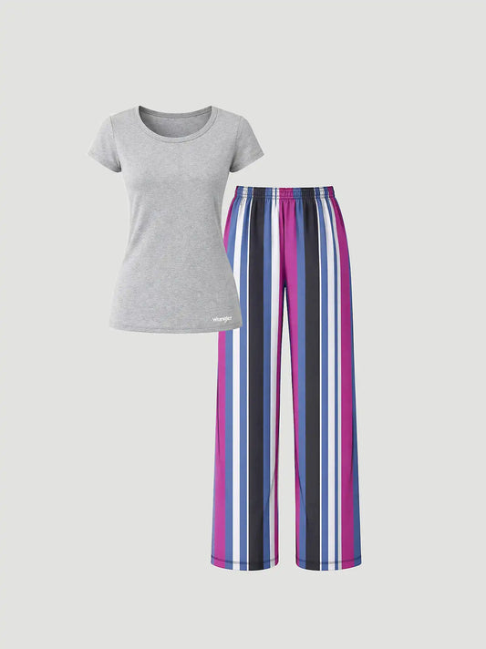 Women's Brushpopper Short Sleeve Pajama Set in Pink Mix