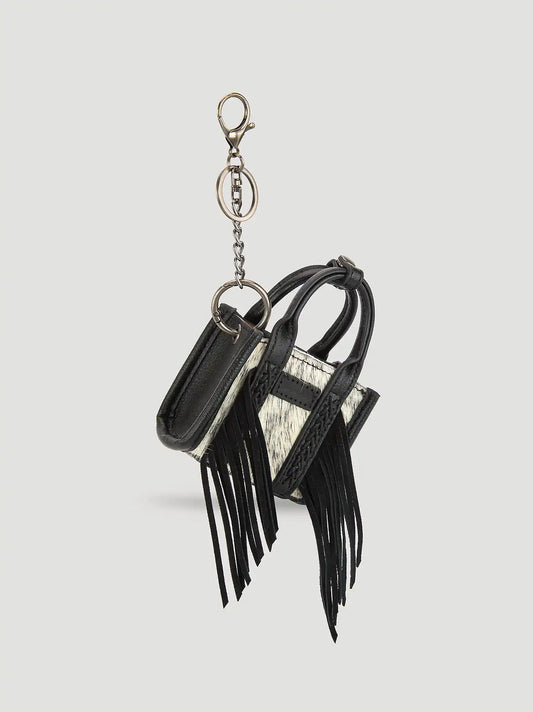 Fringe Mini Tote Key Chain:Black:One Size