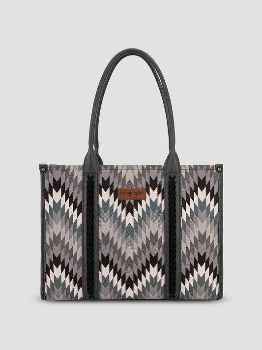 Zig Zag Print Wide Tote:Grey:One Size: