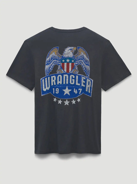 Shield Eagle Back Graphic T-Shirt in Asphalt