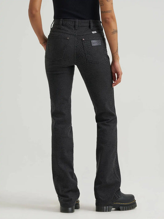 Women's Dallas Bootcut Croc Jean in Grey/Black
