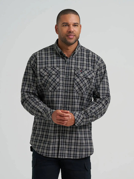 Wrangler RIGGS Workwear® Foreman Plaid Work Shirt in Blacktop