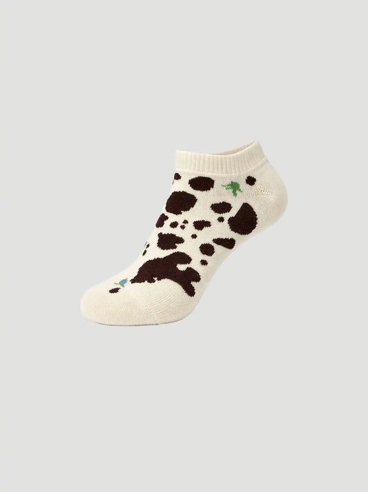 Womens Workwear Novelty Low Cut Sock 3 Pack:Cow:One Size
