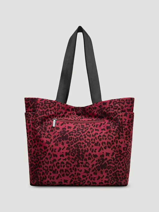 Leopard Print Canvas Tote:Red:One Size