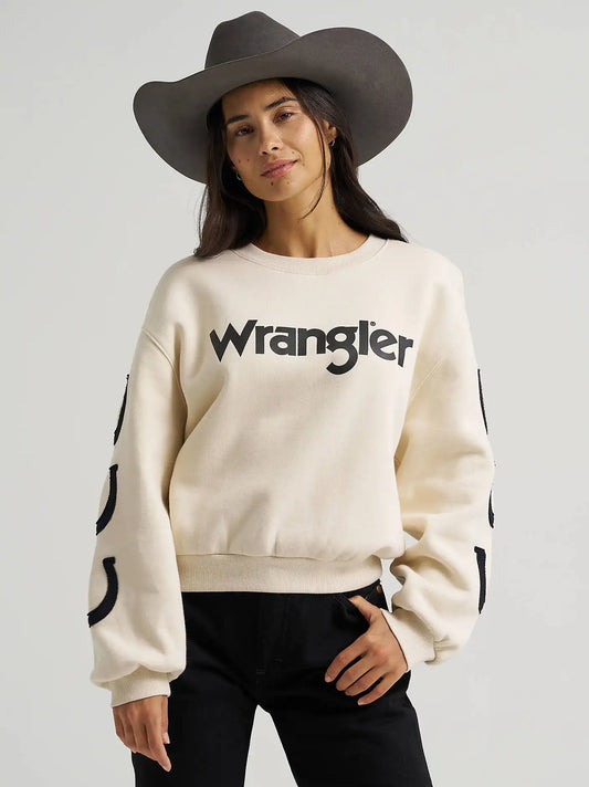 Women's Wrangler Lucky Logo Crew Sweatshirt in White