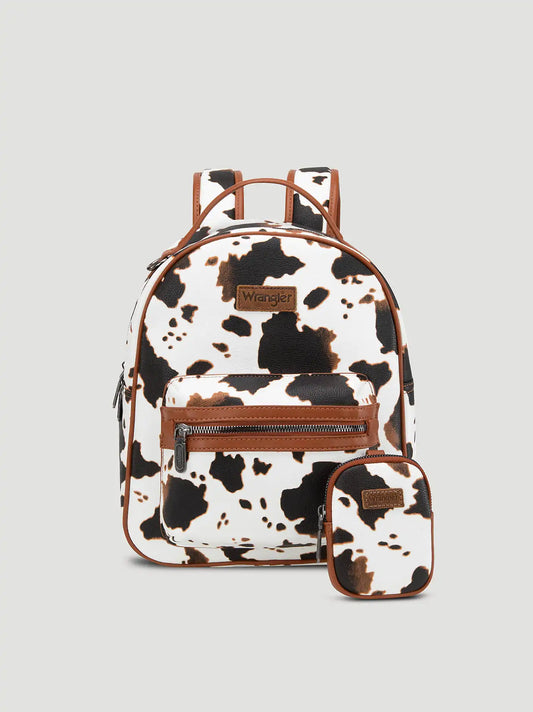 Cow Print Backpack:Brown:One Size: