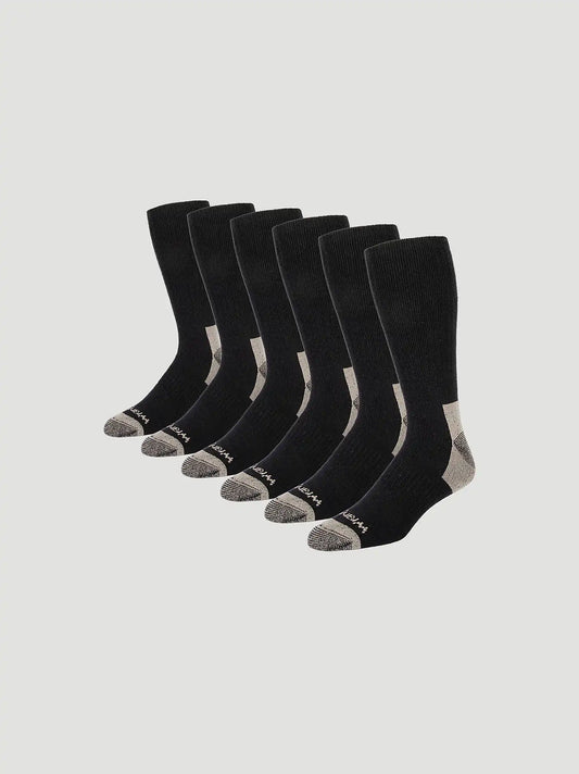 Wrangler RIGGS Workwear Cushion Crew Sock 6 Pack:Black:One Size