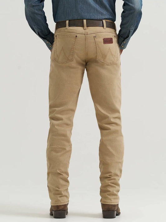 Men's Wrangler Retro® Premium Slim Fit Straight Leg Jean in Tan