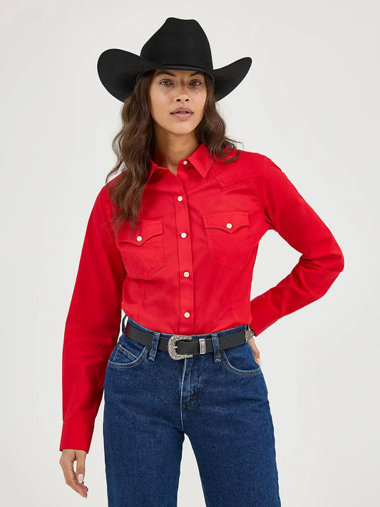 Women's Wrangler Western Button Down Shirt in Red