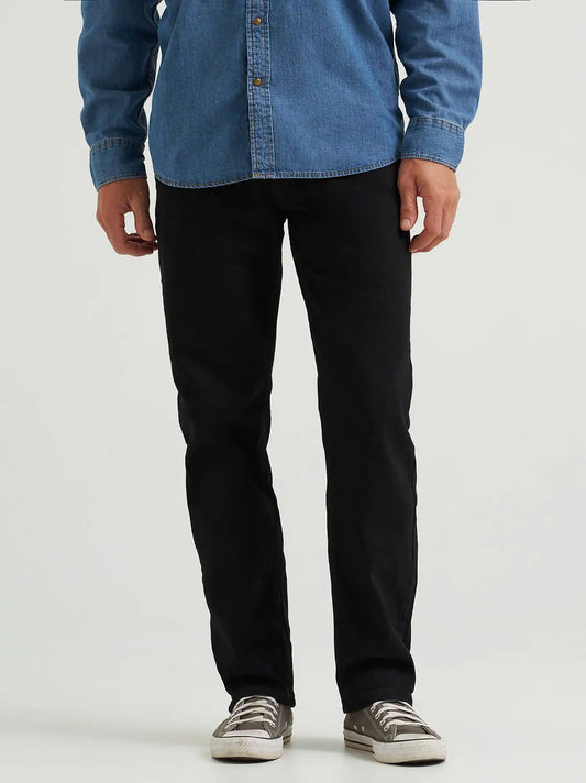 Wrangler® Five Star Premium Denim Comfort Stretch Relaxed Fit Jean in Coal Black