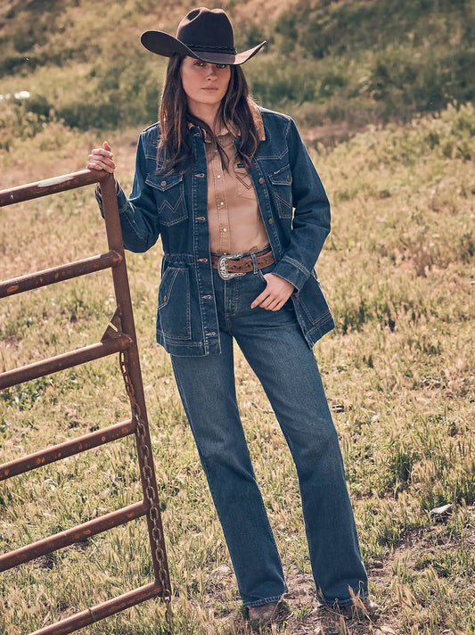 Women's High Rise Skylar Relaxed Bootcut Wrangler Riding Jean in Lena