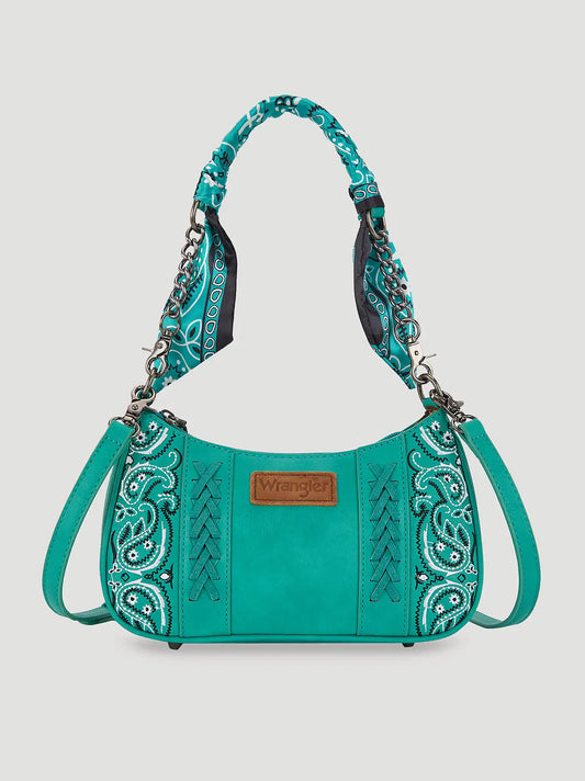Bandana Print Shoulder Bag:Turquoise:One Size:
