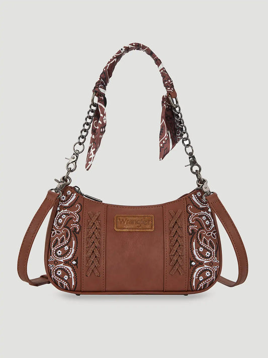 Bandana Print Shoulder Bag:Brown:One Size: