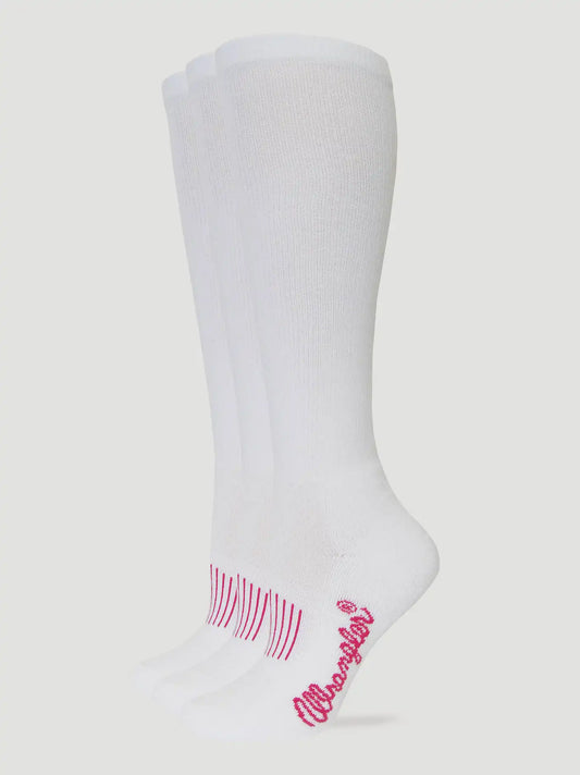 Womens Boot Socks 3-Pack:White:M