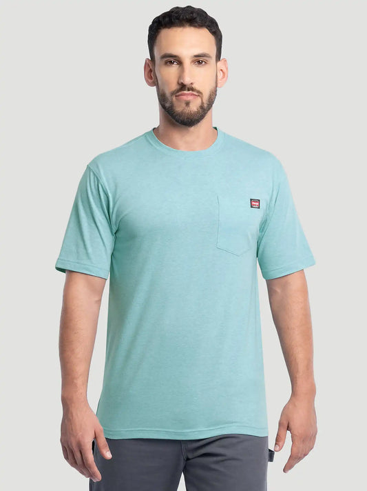 Men's Workwear Heather Pocket T-Shirt in Porcelain Blue