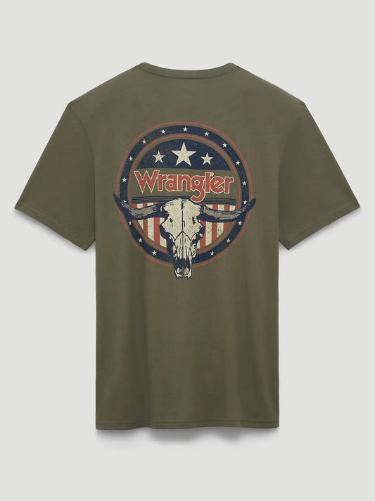 Longhorn Shield Back Graphic T-Shirt in Dusty Olive