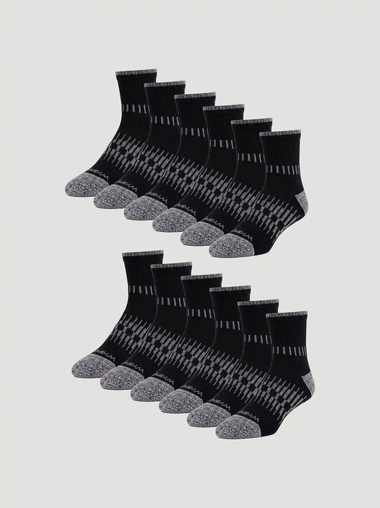 Wrangler RIGGS Workwear Tough Flex Quarter Sock 6 Pack:Black:One Size