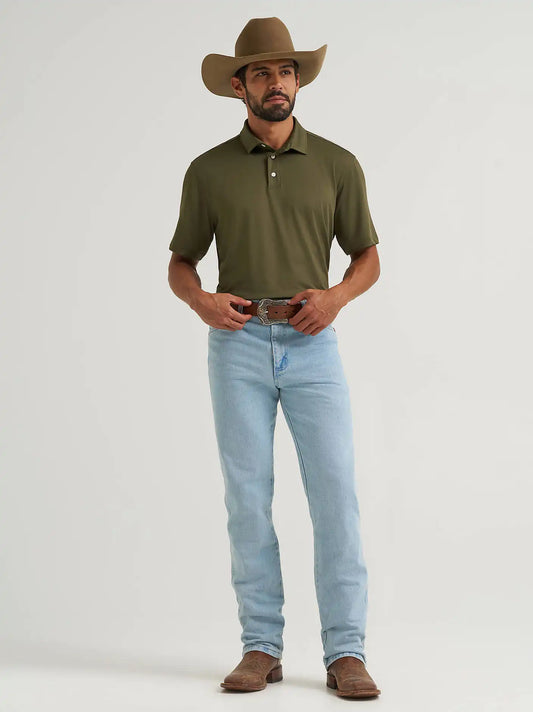 Wrangler All Terrain Gear Men's Performance Polo Shirt in Olive Night