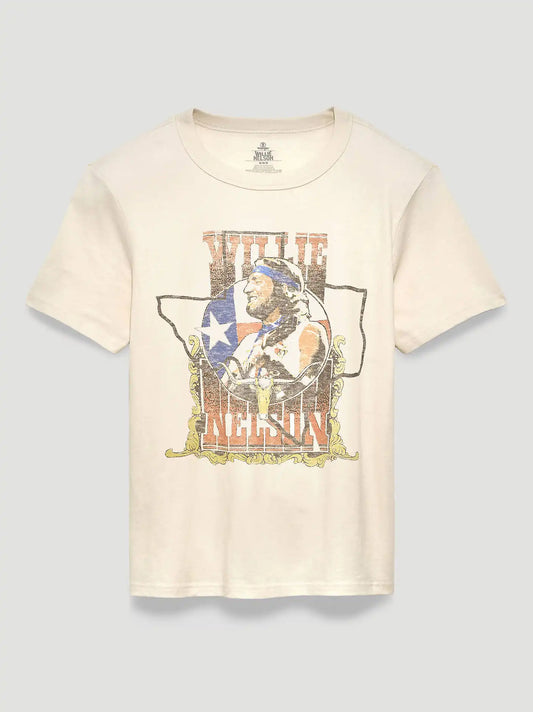 Willie Nelson Longhorn Texas Graphic T-Shirt in Marshmallow