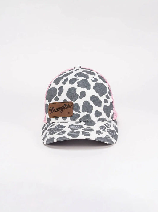 Women's Cow Print Mesh Trucker Hat:Pink:One Size