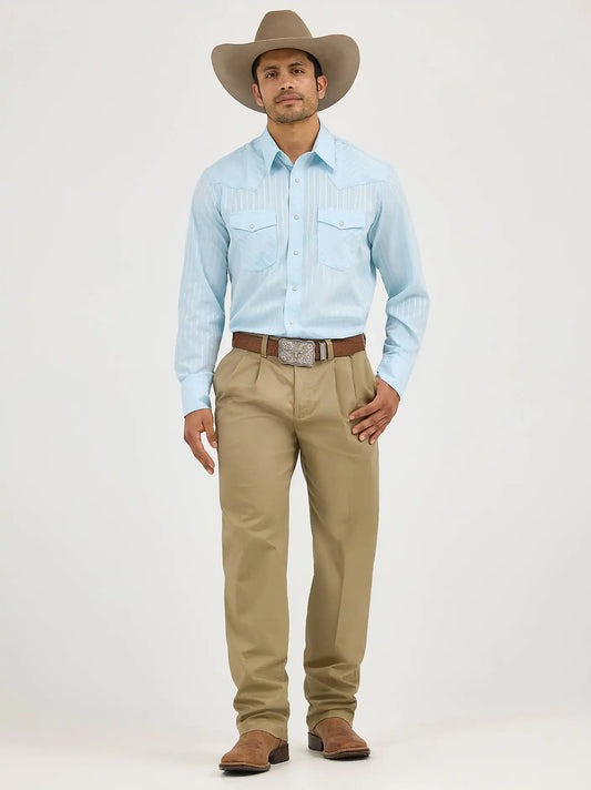 Men's Wrangler Casuals® Pleated Front Relaxed Fit Pants in Khaki