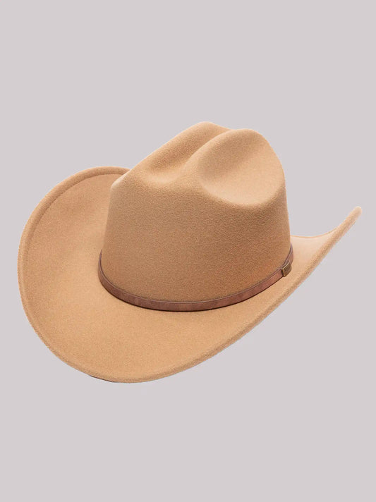 Mens Faux Wool Cowboy Hat:Brown:One Size