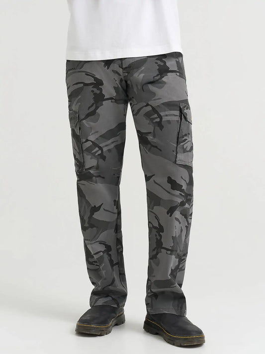 Wrangler® Men's Comfort Flex Waist Cargo Pant in Anthracite Camo