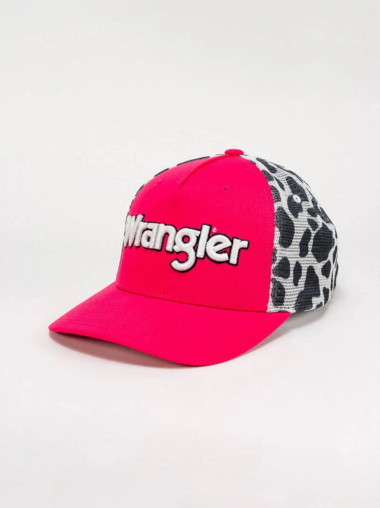 Womens Cow Print Trucker Hat:Pink:One Size