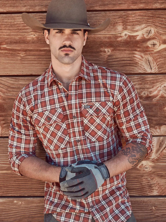 Wrangler RIGGS Workwear® Foreman Plaid Work Shirt in Foundry Rust