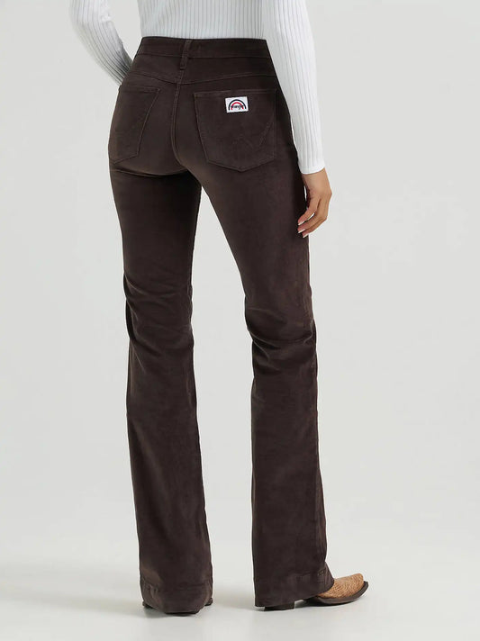 Women's Patch Pocket Velour Jean in Chocolate Torte