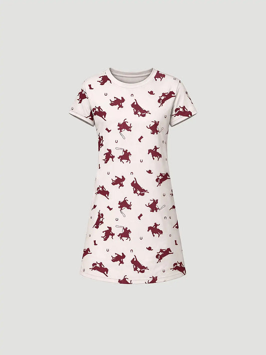 Women's Sleep Dress in White/Red