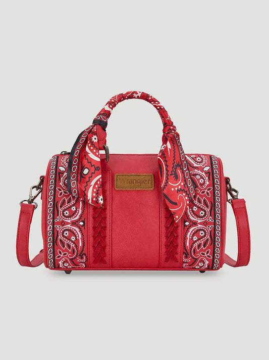 Bandana Print Barrel Bag:Red:One Size:
