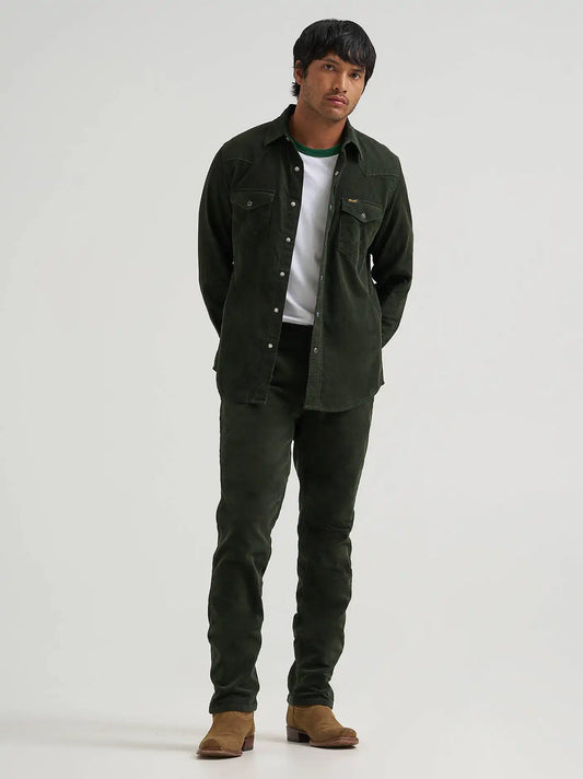 Men's Corduroy Snap Front Western Shirt in Rosin