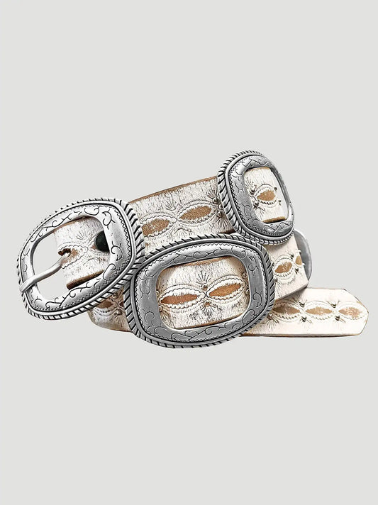 Women's Slider Conchos Belt in White