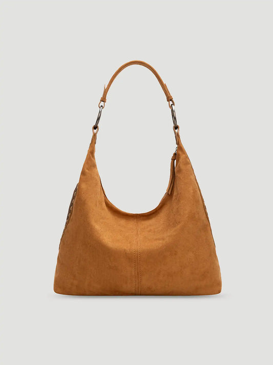 Suede Boho Bag with Cosmetic Case:Brown:One Size